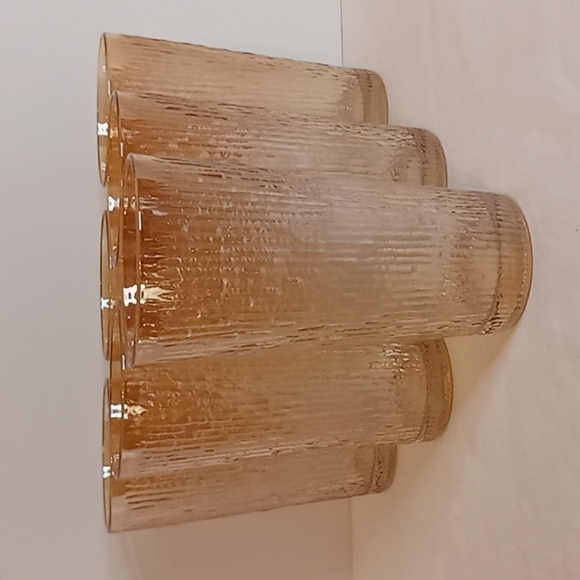 Jeannette Other - Rare vintage Iridescent Peach Tree Bark Glass Tumblers Set Of 6 By Jeannette